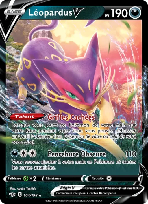 Carte Pokémon Léopardus V 104/198 Holo Rare V Règne de Glace