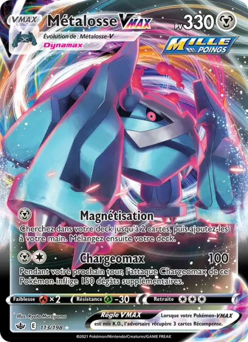 Carte Pokémon Métalosse VMAX 113/198 Holo Rare VMAX Règne de Glace