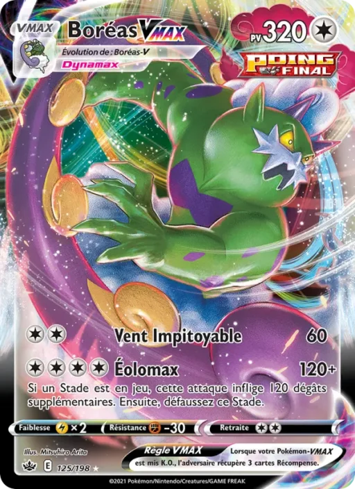Carte Pokémon Boréas VMAX 125/198 Holo Rare VMAX Règne de Glace