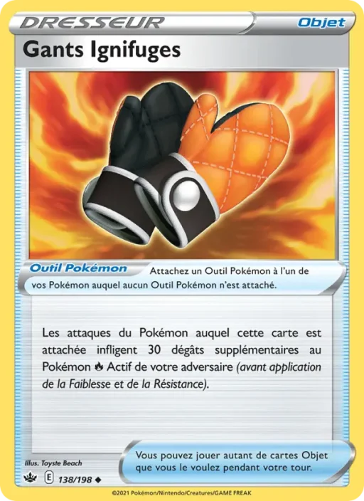 Carte Pokémon Gants Ignifuges 138/198 Peu Commune Règne de Glace