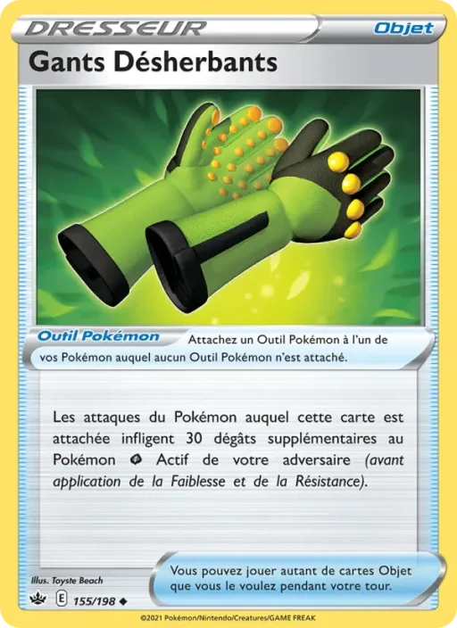 Carte Pokémon Gants Désherbants 155/198 Peu Commune Règne de Glace