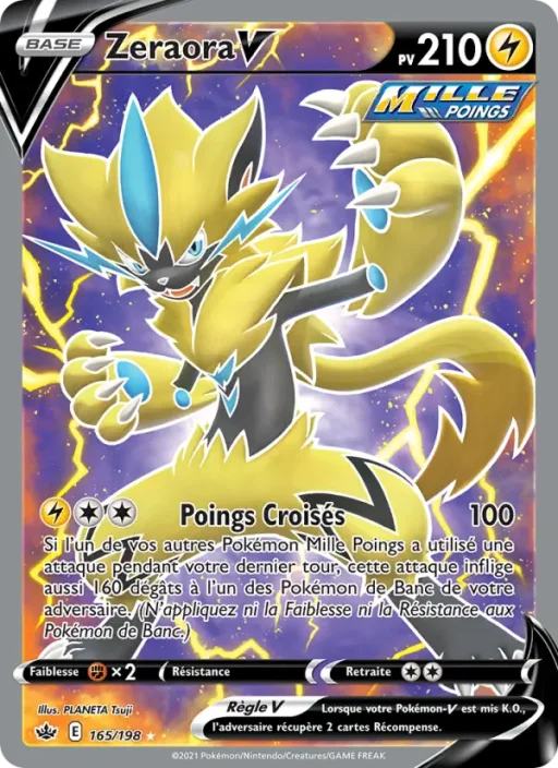 Carte Pokémon Zeraora V 165/198 Ultra Rare Règne de Glace