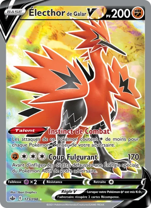 Carte Pokémon Électhor de Galar V 173/198 Ultra Rare Règne de Glace