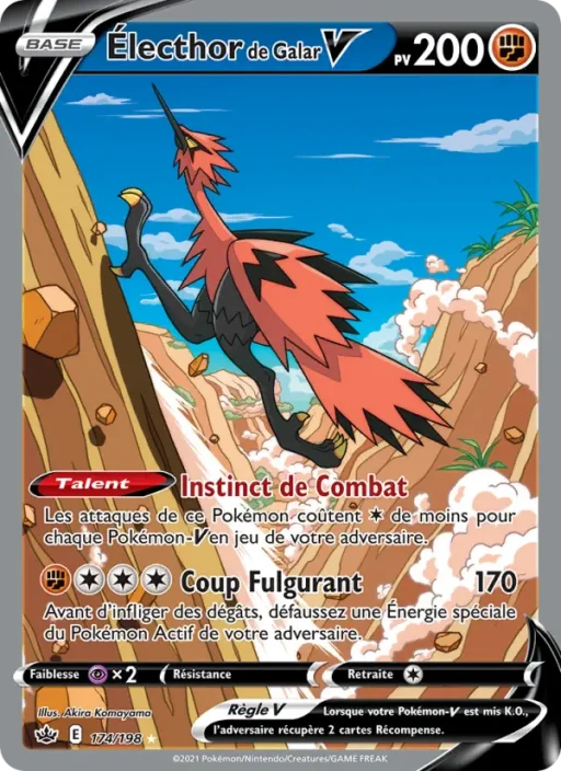 Carte Pokémon Électhor de Galar V 174/198 Ultra Rare Règne de Glace
