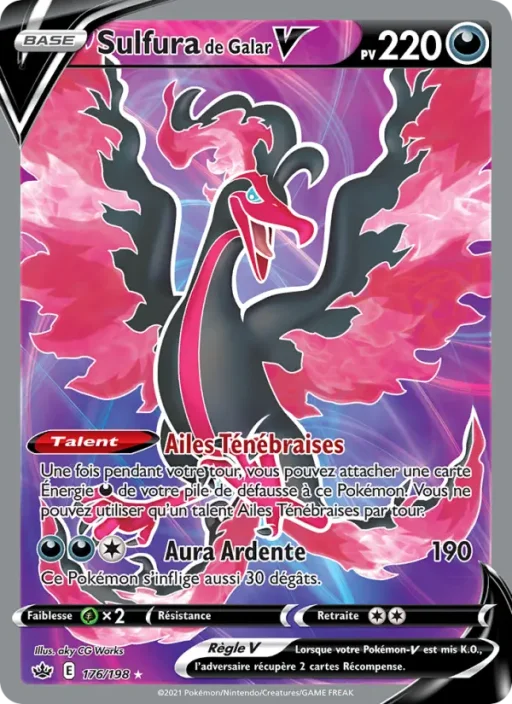 Carte Pokémon Sulfura de Galar V 176/198 Ultra Rare Règne de Glace
