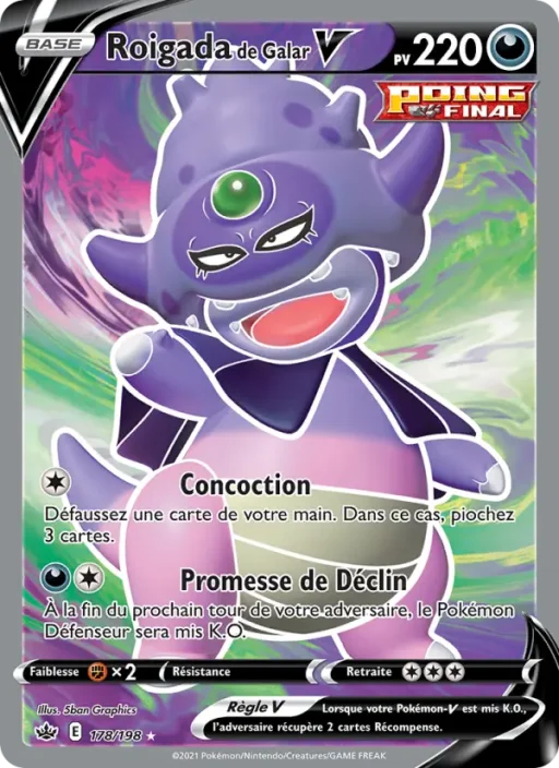 Carte Pokémon Roigada de Galar V 178/198 Ultra Rare Règne de Glace