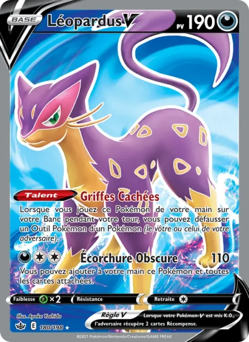 Carte Pokémon Léopardus V 180/198 Ultra Rare Règne de Glace