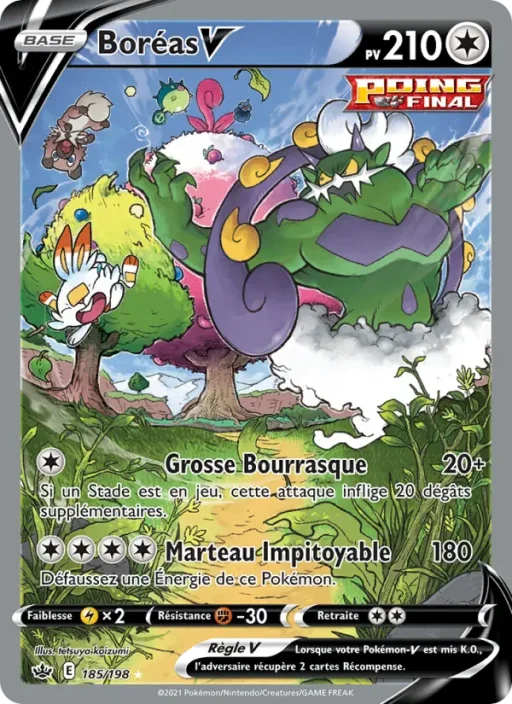Carte Pokémon Boréas V 185/198 Ultra Rare Règne de Glace