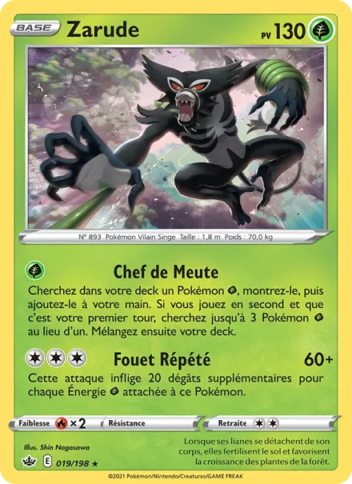 Carte Pokémon Zarude 19/198 Holo Rare Règne de Glace