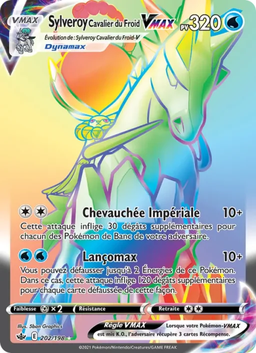 Carte Pokémon Sylveroy Cavalier du Froid VMAX 202/198 Magnifique rare Règne de Glace