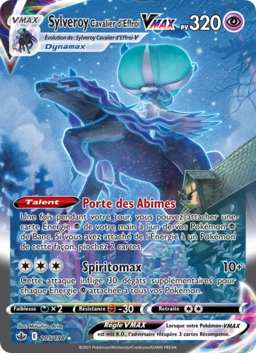Carte Pokémon Sylveroy Cavalier d'Effroi VMAX 205/198 Magnifique rare Règne de Glace