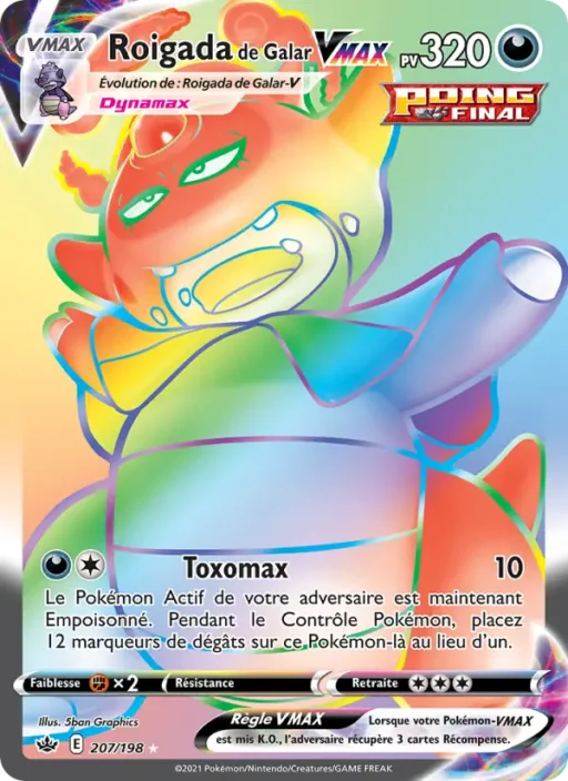 Carte Pokémon Roigada de Galar VMAX 207/198 Magnifique rare Règne de Glace