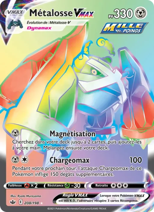 Carte Pokémon Métalosse VMAX 208/198 Magnifique rare Règne de Glace