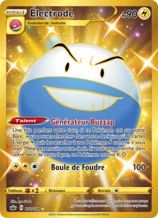 Carte Pokémon Électrode 222/198 Magnifique rare Règne de Glace
