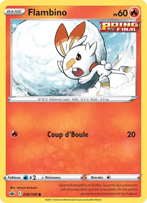 Carte Pokémon Flambino 26/198 Commune Règne de Glace