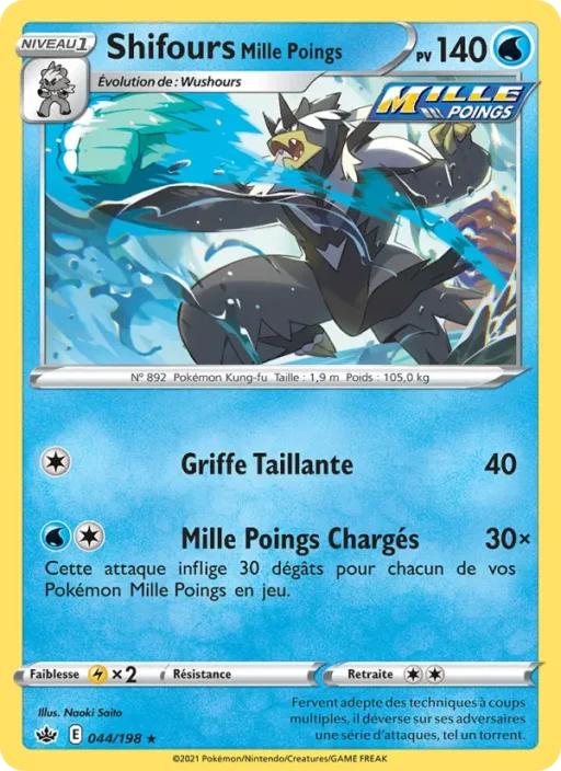 Carte Pokémon Shifours Mille Poings 44/198 Holo Rare Règne de Glace