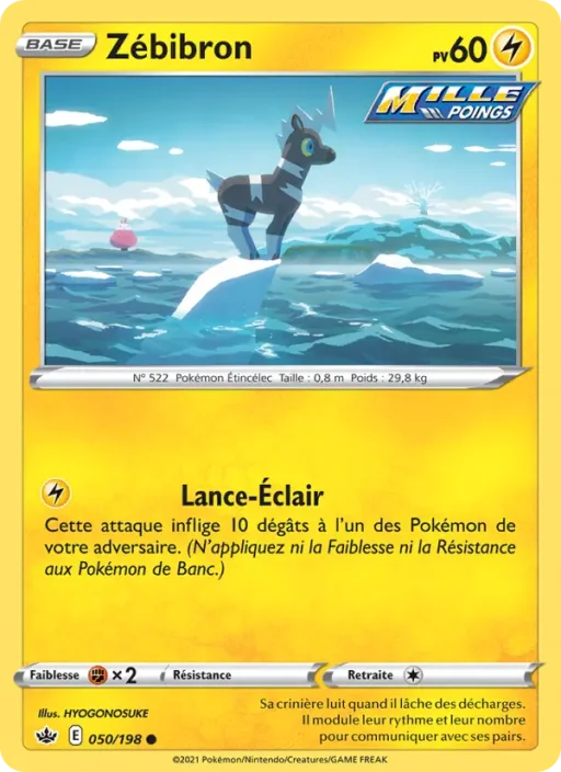 Carte Pokémon Zébibron 50/198 Commune Règne de Glace