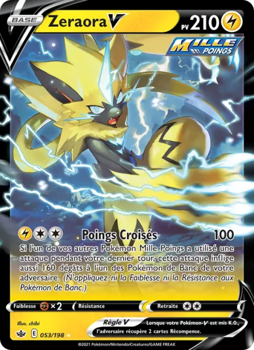 Carte Pokémon Zeraora V 53/198 Holo Rare V Règne de Glace