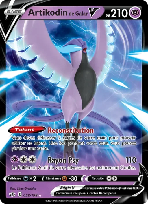 Carte Pokémon Artikodin de Galar V 58/198 Holo Rare V Règne de Glace