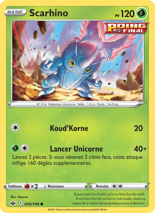 Carte Pokémon Scarhino 6/198 Commune Règne de Glace