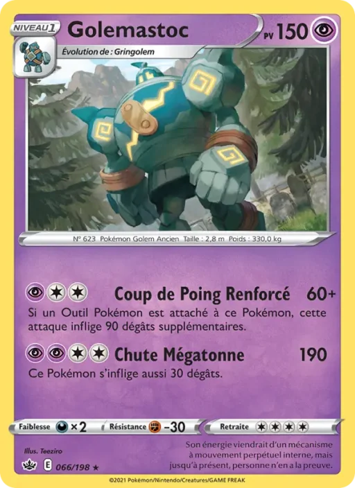 Carte Pokémon Golemastoc 66/198 Rare Règne de Glace