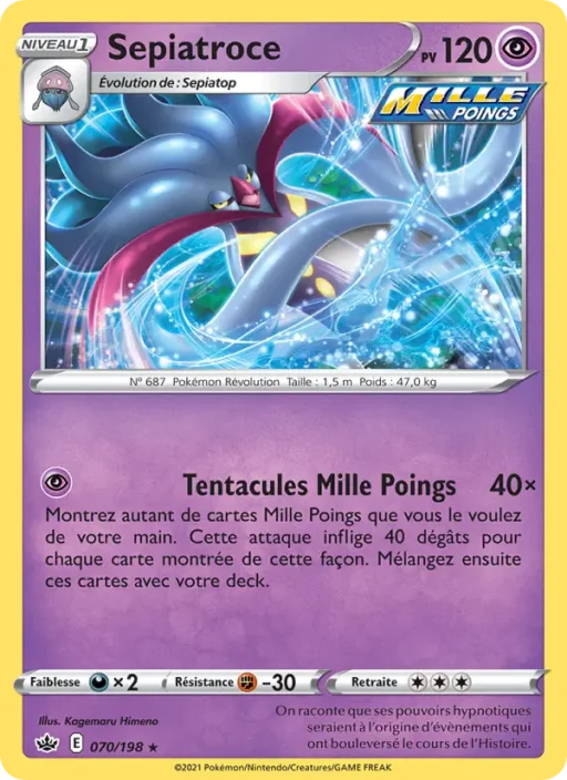Carte Pokémon Sepiatroce 70/198 Rare Règne de Glace