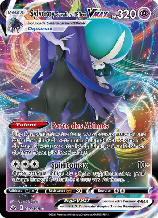Carte Pokémon Sylveroy Cavalier d'Effroi VMAX 75/198 Holo Rare VMAX Règne de Glace