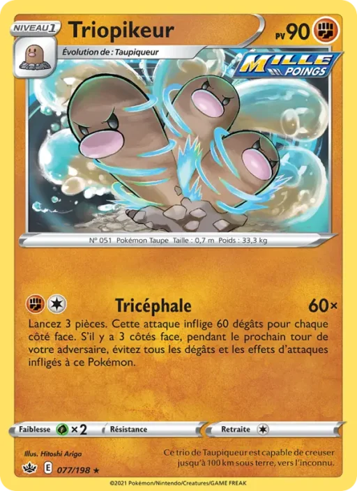 Carte Pokémon Triopikeur 77/198 Rare Règne de Glace