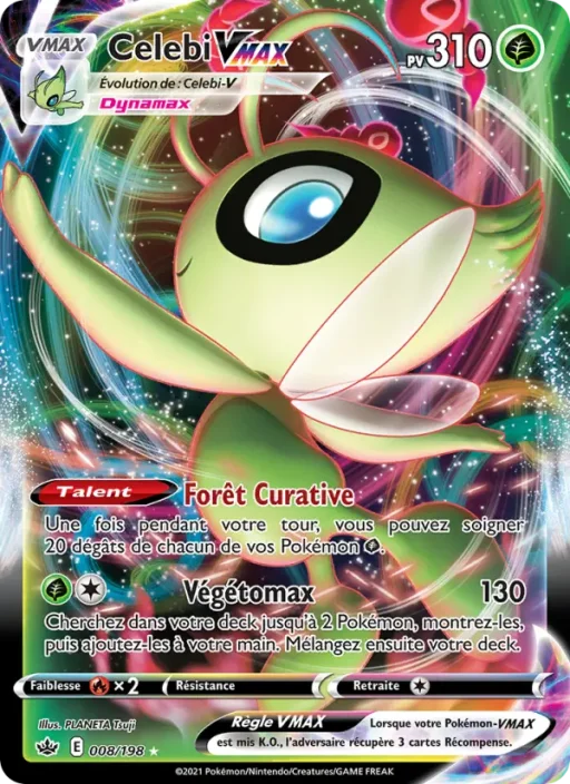 Carte Pokémon Celebi VMAX 8/198 Holo Rare VMAX Règne de Glace