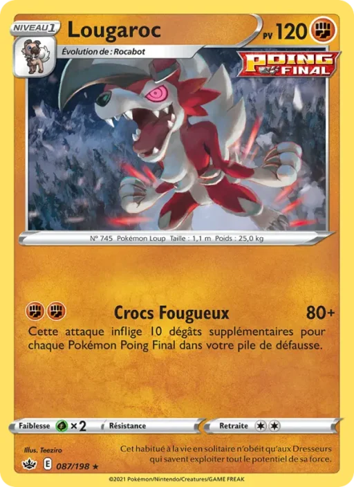 Carte Pokémon Lougaroc 87/198 Holo Rare Règne de Glace
