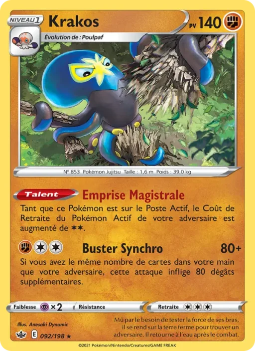 Carte Pokémon Krakos 92/198 Holo Rare Règne de Glace