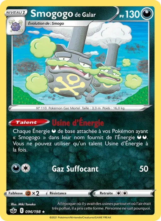 Carte Pokémon Smogogo de Galar 96/198 Rare Règne de Glace