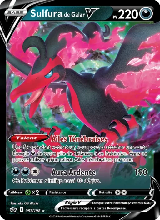Carte Pokémon Sulfura de Galar V 97/198 Holo Rare V Règne de Glace