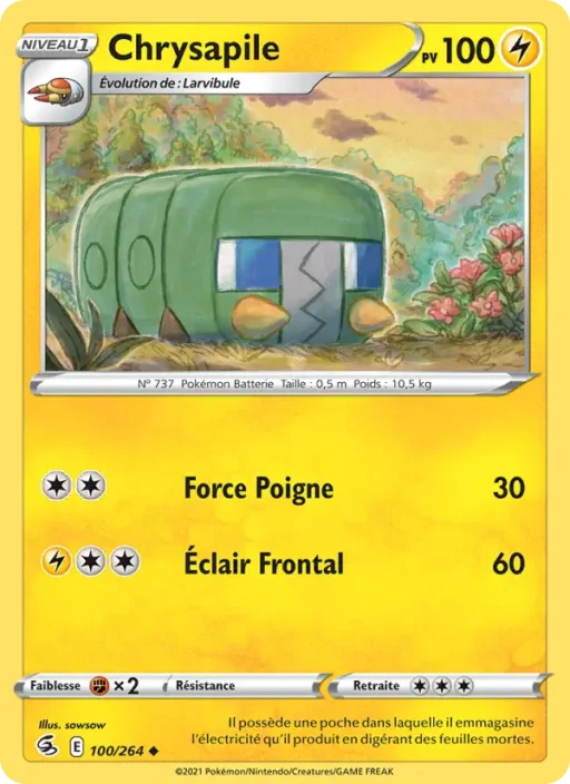 Carte Pokémon Chrysapile 100/264 Peu Commune Poing de Fusion