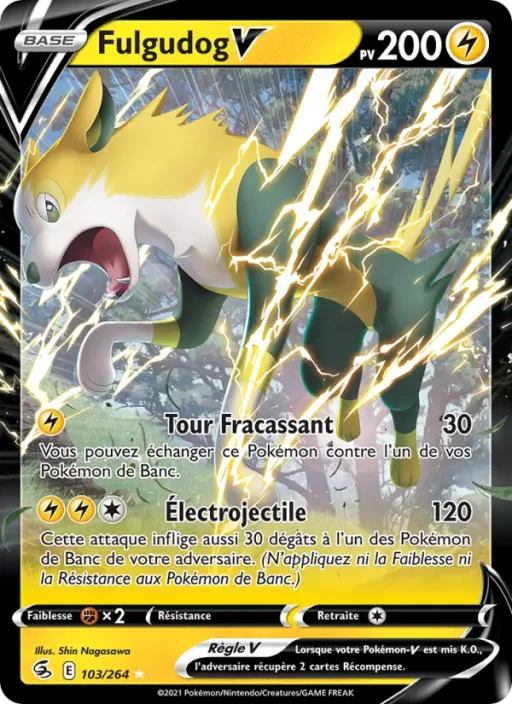 Carte Pokémon Fulgudog V 103/264 Holo Rare V Poing de Fusion