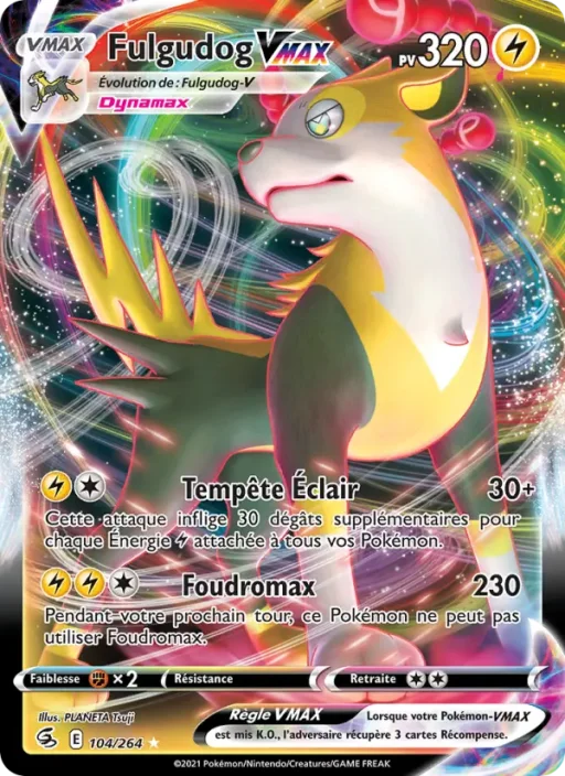 Carte Pokémon Fulgudog VMAX 104/264 Holo Rare VMAX Poing de Fusion