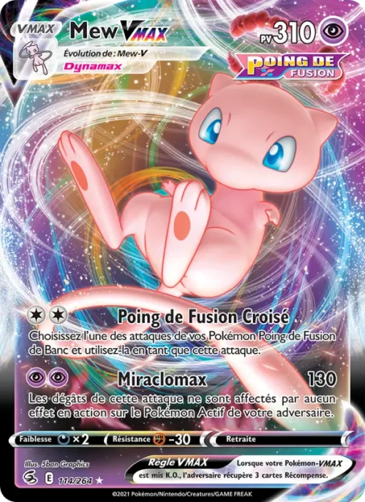 Carte Pokémon Mew VMAX 114/264 Holo Rare VMAX Poing de Fusion