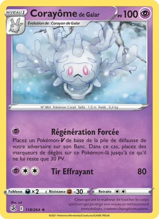 Carte Pokémon Corayôme de Galar 118/264 Rare Poing de Fusion