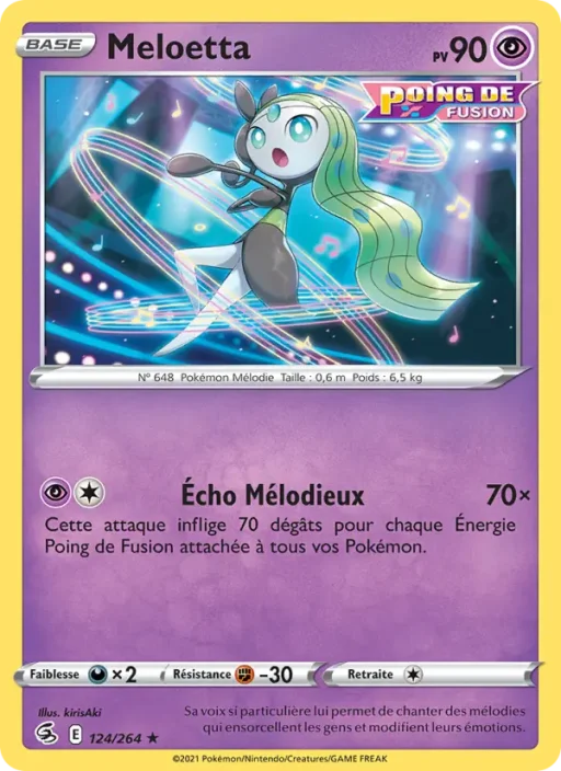 Carte Pokémon Meloetta 124/264 Rare Poing de Fusion
