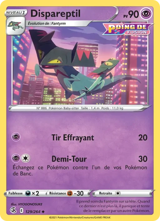 Carte Pokémon Dispareptil 129/264 Peu Commune Poing de Fusion