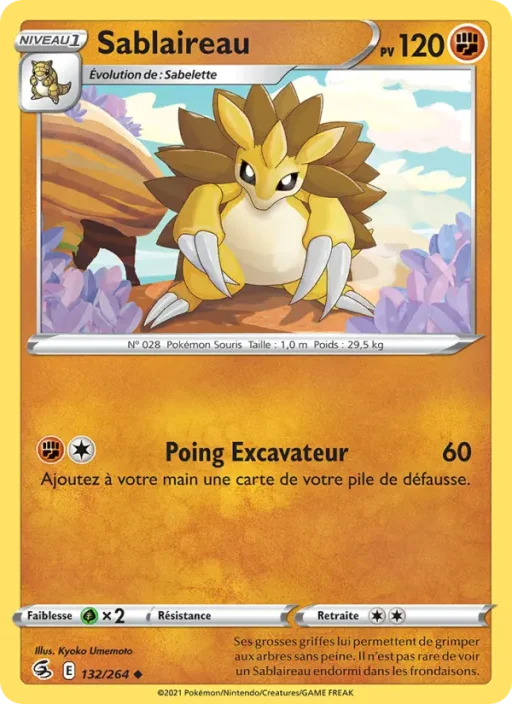 Carte Pokémon Sablaireau 132/264 Peu Commune Poing de Fusion