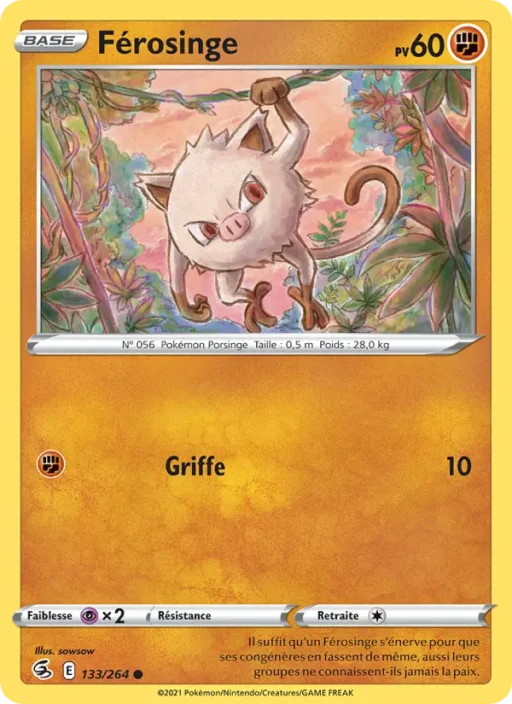 Carte Pokémon Férosinge 133/264 Commune Poing de Fusion