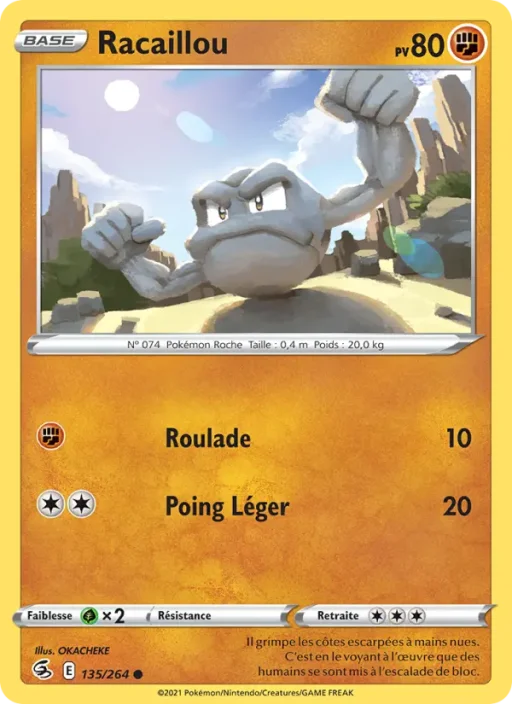 Carte Pokémon Racaillou 135/264 Commune Poing de Fusion