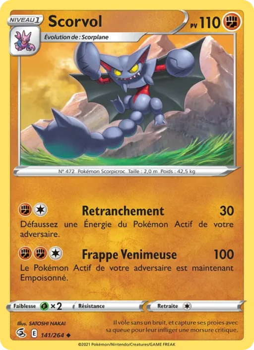 Carte Pokémon Scorvol 141/264 Peu Commune Poing de Fusion