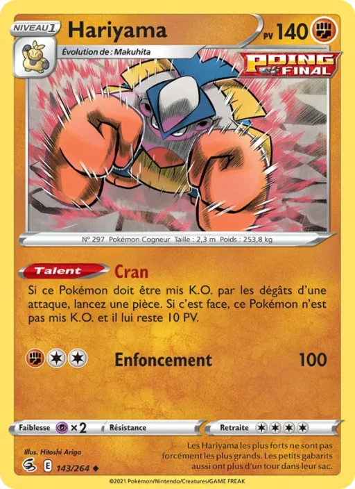 Carte Pokémon Hariyama 143/264 Peu Commune Poing de Fusion