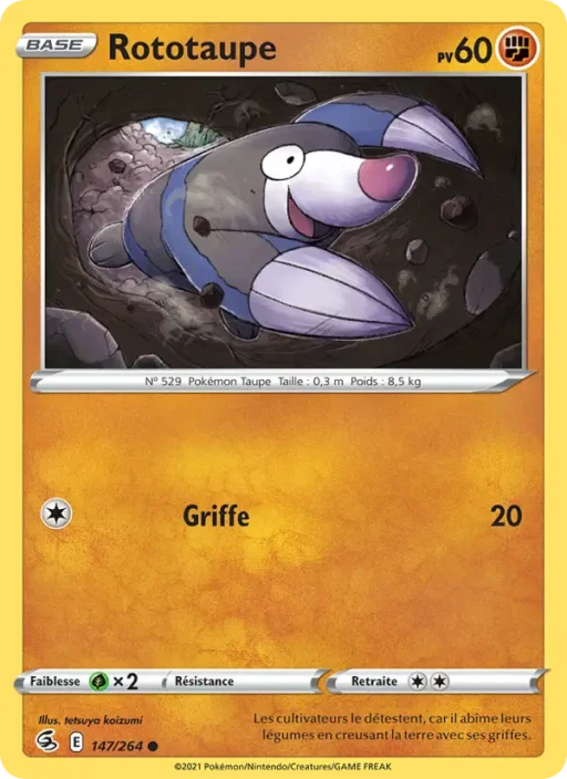Carte Pokémon Rototaupe 147/264 Commune Poing de Fusion