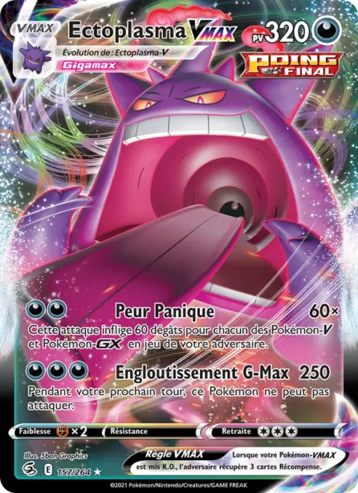 Carte Pokémon Ectoplasma VMAX 157/264 Holo Rare VMAX Poing de Fusion