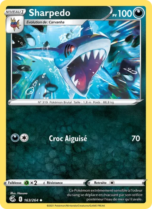 Carte Pokémon Sharpedo 163/264 Peu Commune Poing de Fusion