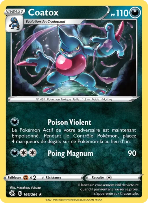 Carte Pokémon Coatox 166/264 Rare Poing de Fusion
