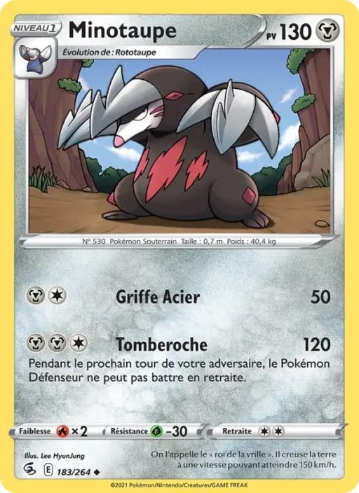 Carte Pokémon Minotaupe 183/264 Peu Commune Poing de Fusion